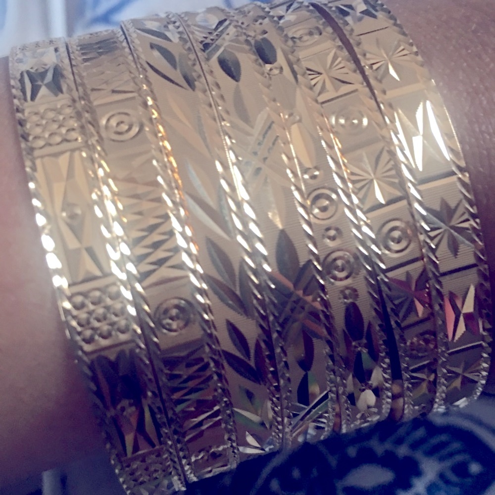 18k solid gold 7 days bangles set - Picture 5 of 9
